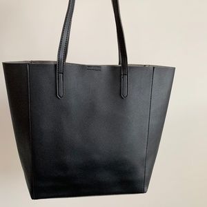 black leather bag